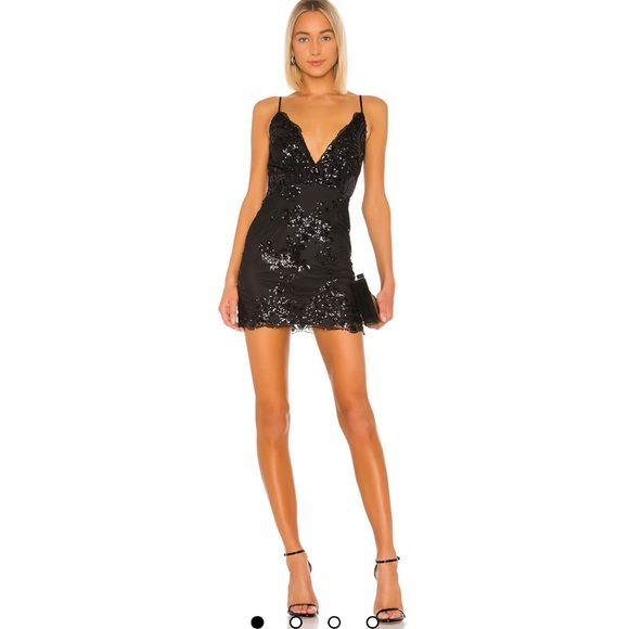 Superdown Black Sequin Mini Dress - Picture 1 of 5